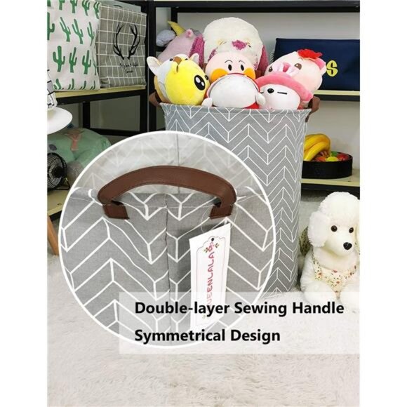 Large Storage Basket,Laundry Hamper/Bathroom/Home Decor/Collapsible Round Bin - Picture 4 of 8